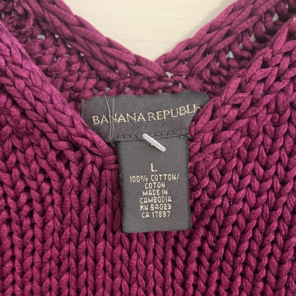 Banana Republic Purple Burgundy Knit 100% Cotton Sweater Tank Vest - Picture 2 of 11